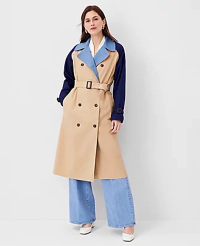Ann Taylor Colorblock Oversized Trench Coat In Baguette