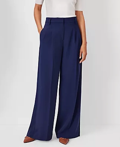 Ann Taylor The Pleated High Rise Wide Leg Pant In Pure Sapphire