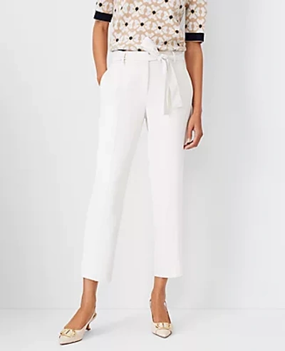 Ann Taylor The Tie Waist Ankle Pant In Crepe In Winter White