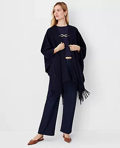 Ann Taylor Chain Fringe Open Poncho In Night Sky