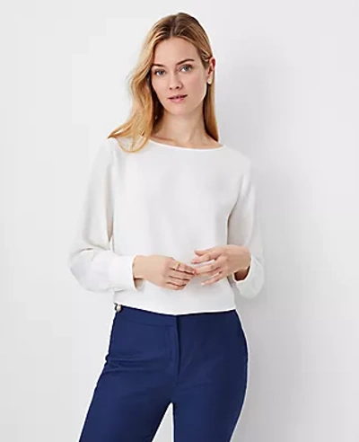 Ann Taylor Boatneck Blouse In Winter White