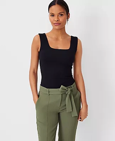 Ann Taylor Square Neck Tank Top In Black