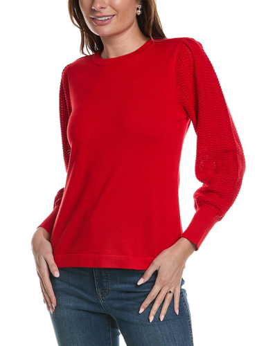 Jones New York Stitch Sleeve Sweater In Red