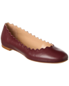 CHLOÉ CHLOÉ LAUREN SCALLOPED LEATHER BALLERINA FLAT