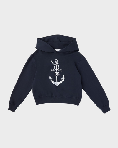 Dolce & Gabbana Kids' Boy's Sweatshirt With Anchor Appliqué In Navy