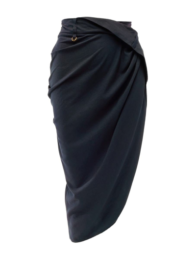 Jacquemus La Jupe Saudade Draped Midi Skirt In Blue