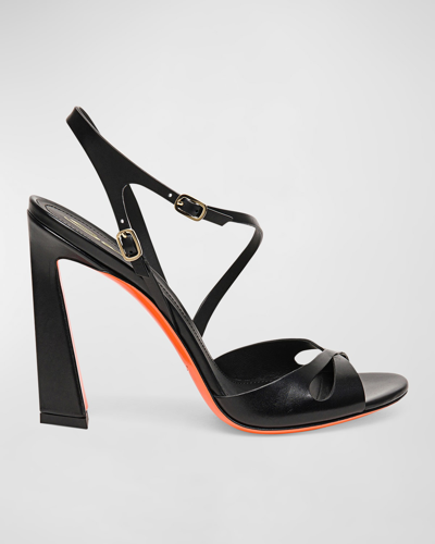 Santoni New Haleth Angular Block-heel Sandals In Black