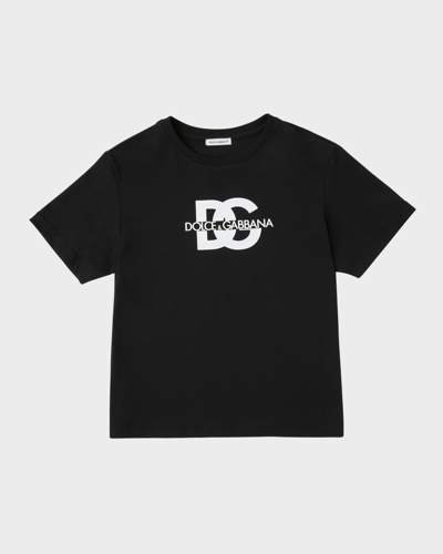 Dolce & Gabbana Kids' Boy's Dg Logo Short-sleeve Cotton T-shirt In Black