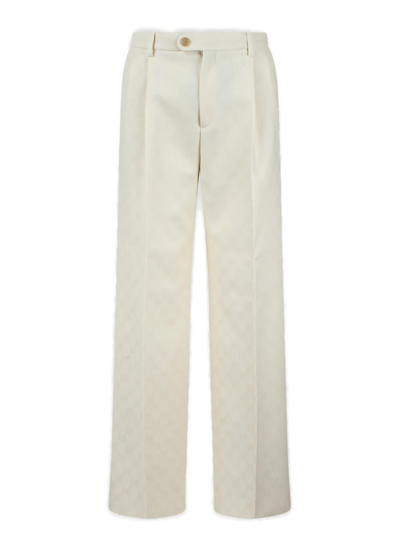 Gucci Gg Wide Leg Trousers In White