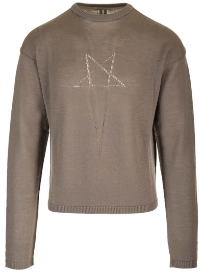 Rick Owens Star Detailed Knitted Jumper In Grey
