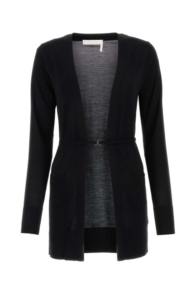 Chloé Belted Knitted Cardigan In Black