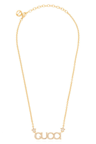 Gucci Logo Lettering Necklace In Gold