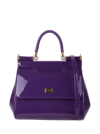 Dolce & Gabbana Sicily Small Tote Bag In Purple