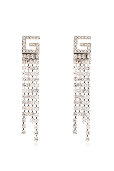 Gucci Embellished Square G Earrings In Silver