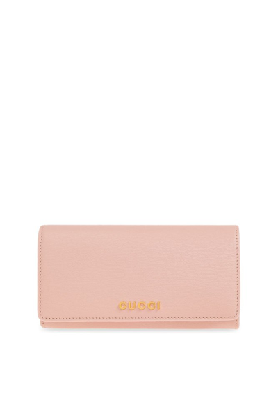 Gucci Logo Lettering Continental Wallet In Pink
