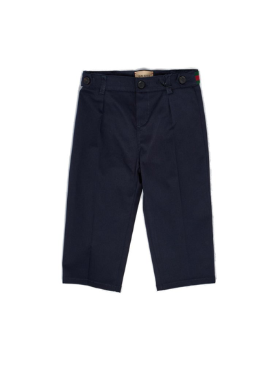 Gucci Kids Web Detailed Straight Leg Trousers In Blue