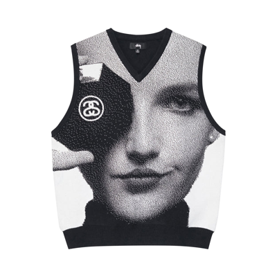 Pre-owned Stussy Photo Jacquard Vest 'black'