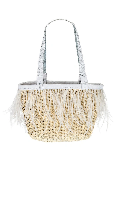 Sensi Studio Feathers Mini Basket Bag In 自然色 & 白色