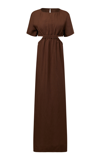 Onia Boatneck Cutout Linen-blend Maxi Dress In Brown