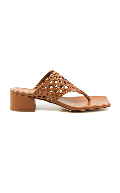 Andrea Gomez Brenda Woven Leather Sandals In Brown