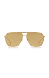 Bottega Veneta Gold Aviator Sunglasses In Brown