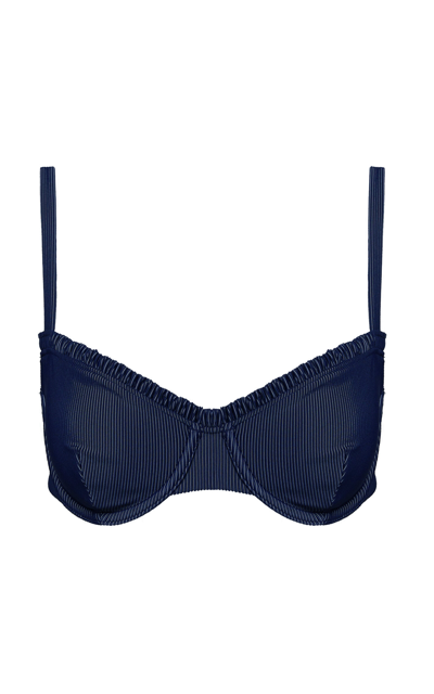 Onia Marilyn Gathered Balconette Bikini Top In Midnight Blue