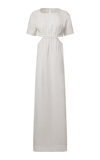 Onia Boatneck Cutout Linen-blend Maxi Dress In White