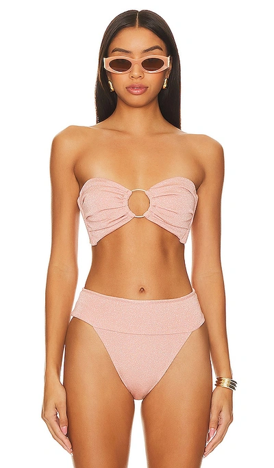 Montce Swim Tori Ties Bikini Top In Prima Pink Sparkle