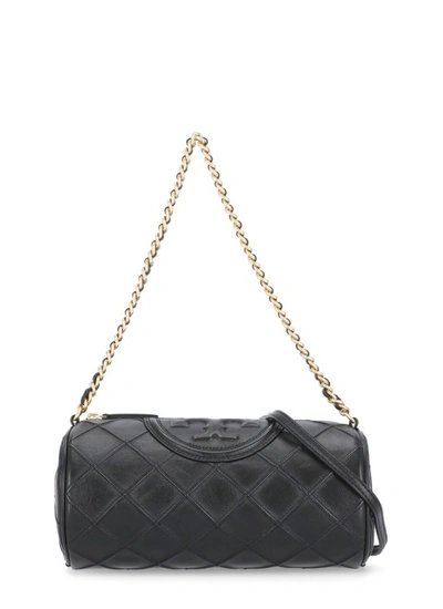 Tory Burch Fleming Quilted-leather Shoulder Bag In Black