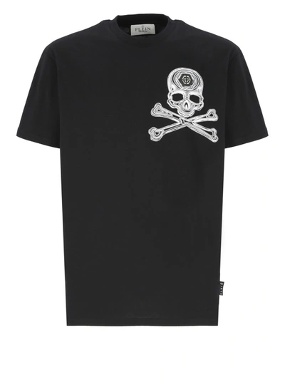 Philipp Plein Round Neck Ss Skull&bones T-shirt In Black