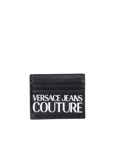Versace Jeans Couture Logo-print Leather Cardholder In Black