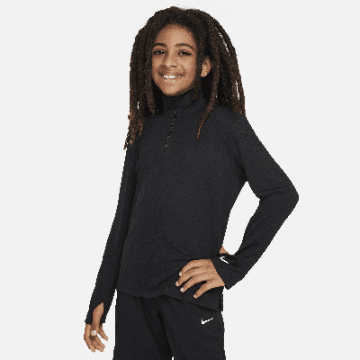 Nike Multi Big Kids' (boys') Dri-fit Uv Long-sleeve 1/2-zip Top In Black