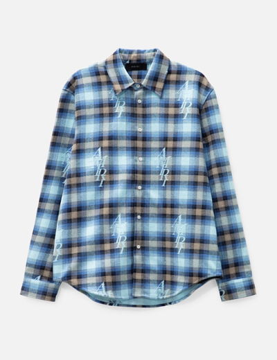 Amiri Plaid Flannel Shirt In Blue