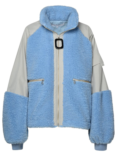Jw Anderson Colour-block Fleece-textured Jacket In Blue
