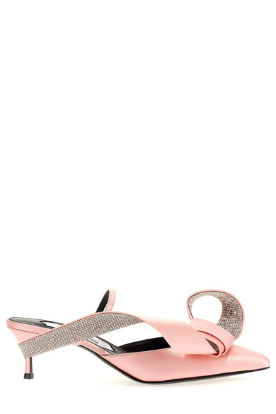 Sergio Rossi Marquise Embellished Pointed Toe Pumps In Pink