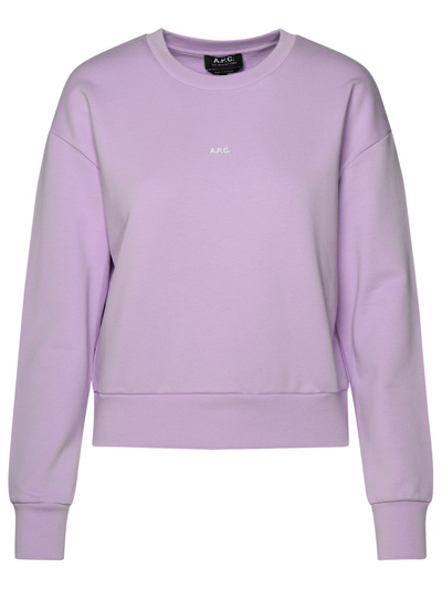 Apc A.p.c. Logo Printed Crewneck Sweatshirt In Purple