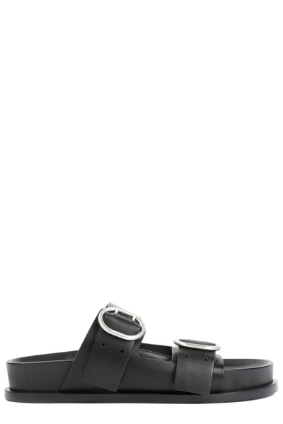 Jil Sander Double Buckled Open Toe Sandals In Black