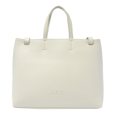 Apc A.p.c. Logo Embossed Medium Tote Bag In White