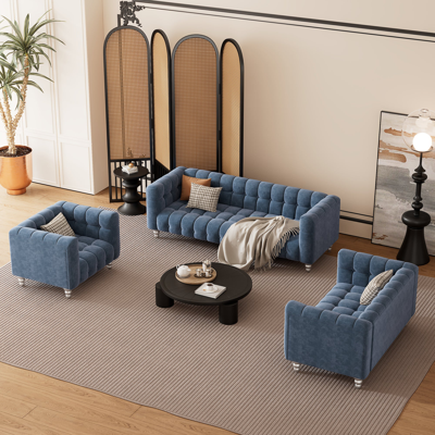 Simplie Fun Modern 3-piece Sofa Set With Solid Wood Legs