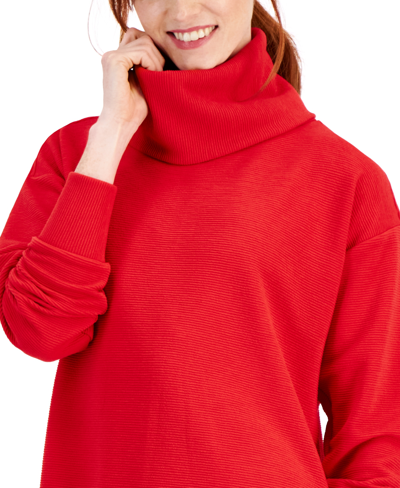 Id Ideology Women's Open-back Long-sleeve Pullover Top, Created For Macy's In Gumball Red