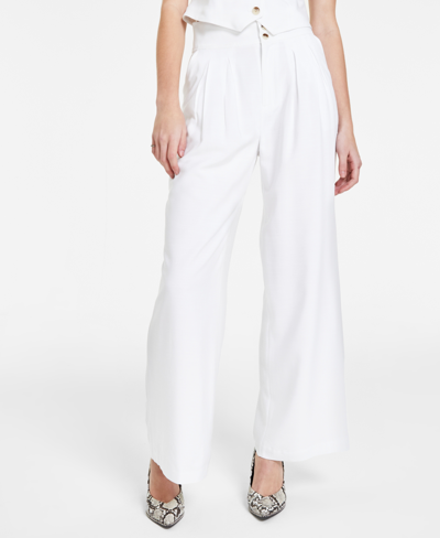 Bar Iii Women's Pleated Wide-leg Pants, Created For Macy's In Bright White