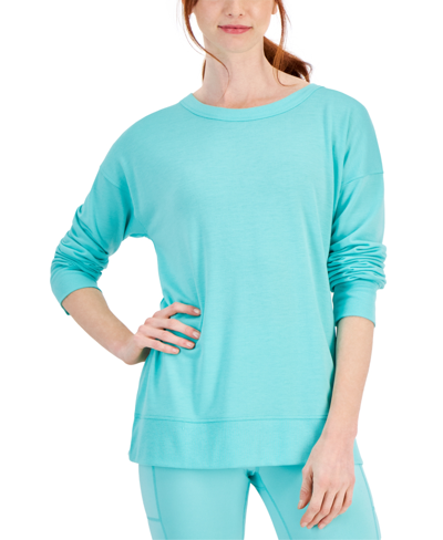 Id Ideology Women's Open-back Long-sleeve Pullover Top, Created For Macy's In Seaglass