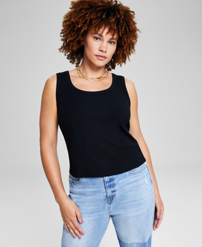 And Now This Women's Ribbed Seamless Square-neck Tank Top, Created For Macy's In Black