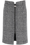 Tom Ford Virgin Wool Skirt With Prince Of Wales Motif In White, Black