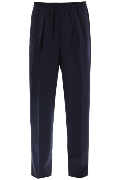 Zegna Jogger Fit Wool Blend Trousers In Blue