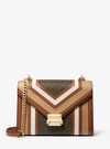 Michael Kors Whitney Medium Color-block And Signature Logo Shoulder Bag In Brown