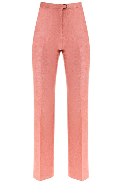 Agnona Silk, Wool And Linen Trousers In Pink