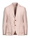 Tagliatore Man Blazer Apricot Size 40 Linen, Virgin Wool In Beige
