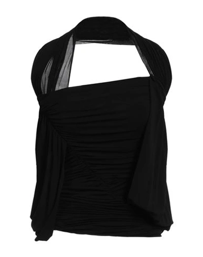Rick Owens Woman Top Black Size 8 Cupro, Elastane In Black