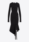 Attico Asymmetric Dress With Snap Buttons In Black